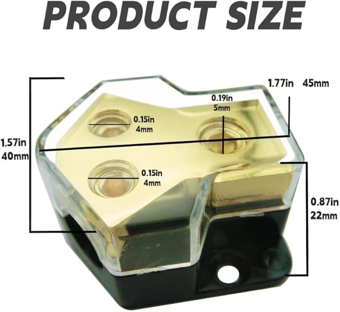 KCT 0/2/4 Gauge in 4/8 Gauge Out 2 Way Amp Power Distribution Block - Image 3