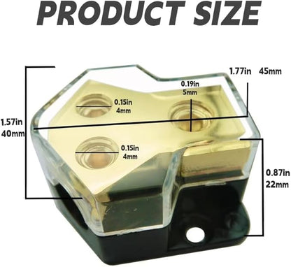 KCT 0/2/4 Gauge in 4/8 Gauge Out 2 Way Amp Power Distribution Block - Image 3