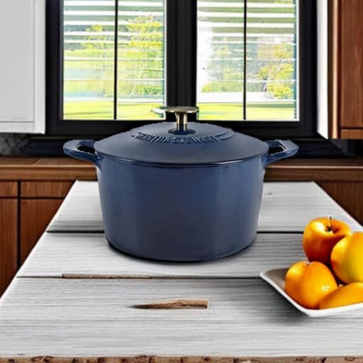 MARTHA STEWART Gatwick 7-Quart Enamel Cast Iron Dutch Oven Pot - Image 5
