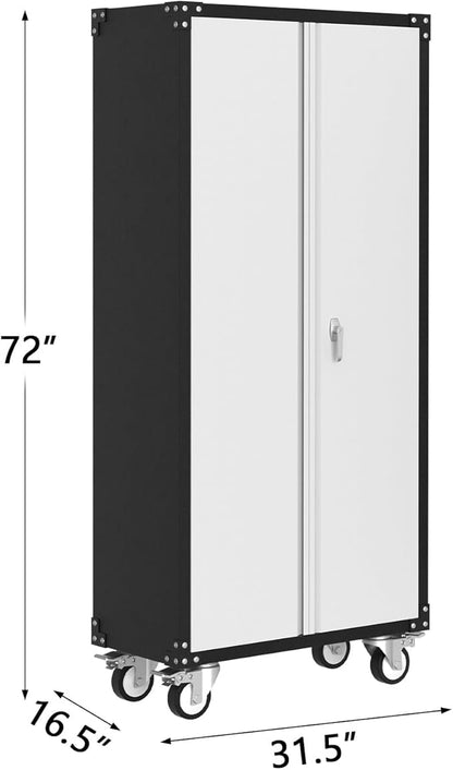 GarveeHome Metal Storage Cabinet on Wheels 72 in – Lockable Rolling Storage - Image 2