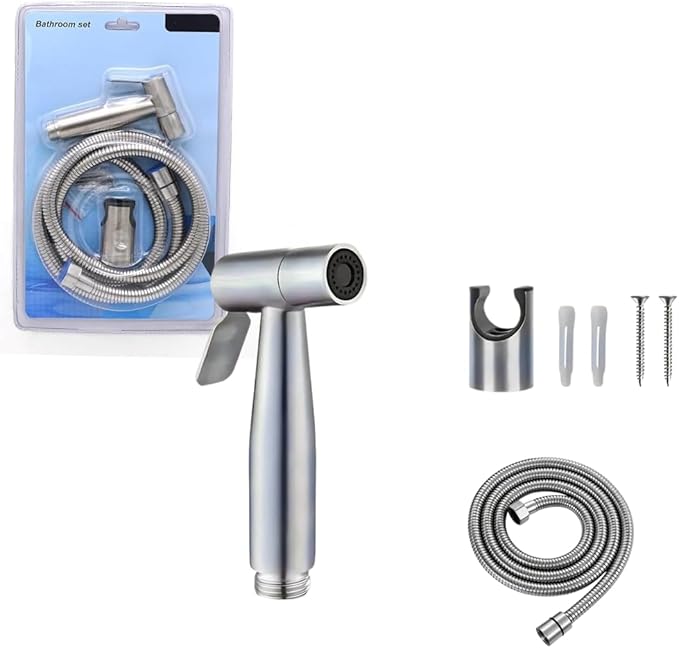Modern Stainless Steel Handheld Bidet Sprayer Set by Unknown