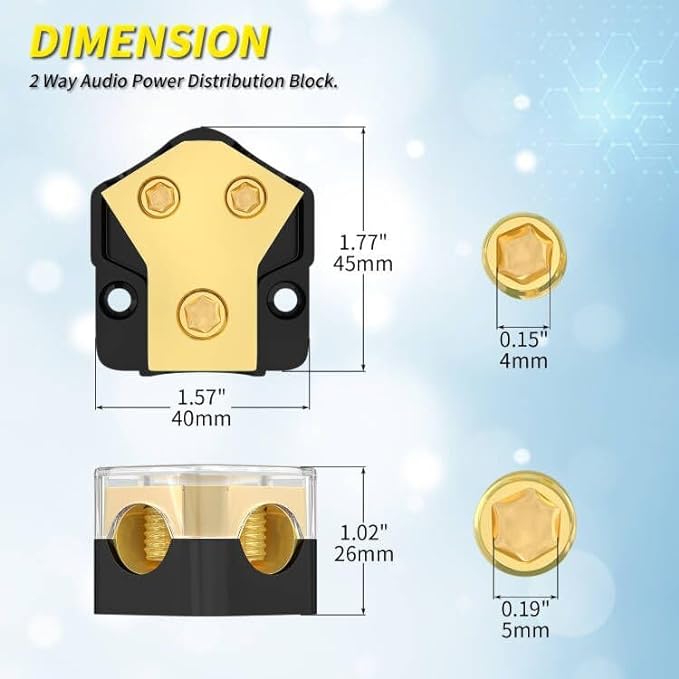Joinfworld 12V Power Distribution Block Car Audio 2 Way Ground Distribution - Image 2