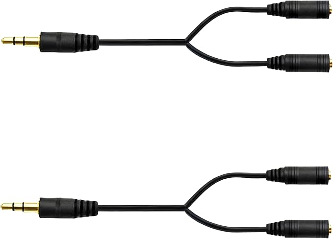 2-pack 3.5mm Audio Headphone Splitter – Dual Listening and Speaker Jack Y by Unknown