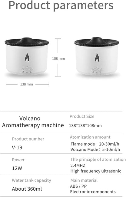 BOHOFAM Essential Oil Diffuser 360ML, Volcano Diffuser/Humidifier, Flame and - Image 6