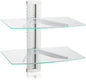 suptek 2 Tiers Glass Floating Shelves, Flat Black Wall Mount Bracket, AV Shelf by suptek