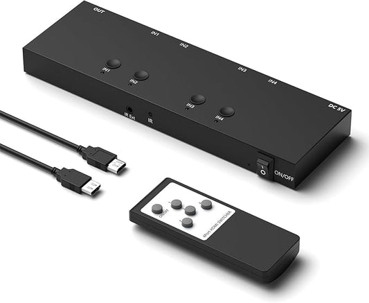 Y.D.F 4 Way HDMI Switch 4k@60Hz HDMI Switcher 4 in 1 Out HDCP 2.0 Manual HDMI by YDF