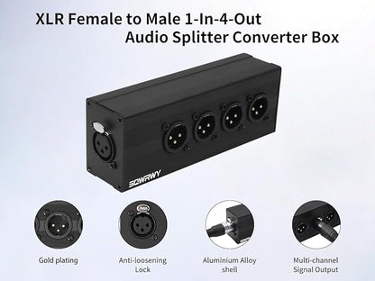 SQWRWY XLR 1 Female to 4 Male Passive Splitter | 4-Channel Galvanic Distribution - Image 7
