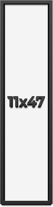 11x47 Shadow Box Frame Black | 1 Inch Deep Solid Wood Shadowbox Display Frame | by CustomPictureFrames
