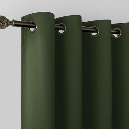 KOUFALL Olive Green Curtains 96 Inches Long 2 Panel Set by KOUFALL