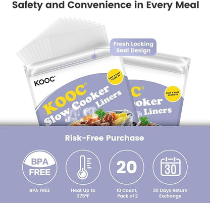 KOOC Slow Cooker Liners 8"x11" 20 Count Mini Size Disposable Pot Liners Cooking - Image 3