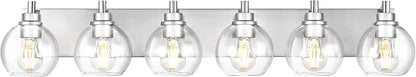 METWET Bathroom Light Fixtures, 6 Light Brushed Nickel Vanity Light, 38 Inch by Metwet