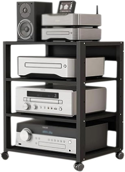 Dernoing 4 Tier Audio Rack Tower, CD Record Player Stereo Receiver AV Equipment - Image 8