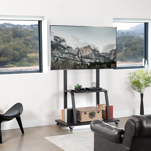 vivo heavy duty mobile tv cart for 42 shown in use