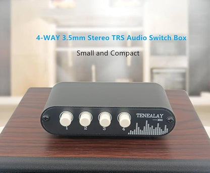 TENEALAY 4 in 1 Out / 1 in 4 Out AUX 3.5mm Stereo Audio Input Signal Source - Image 2