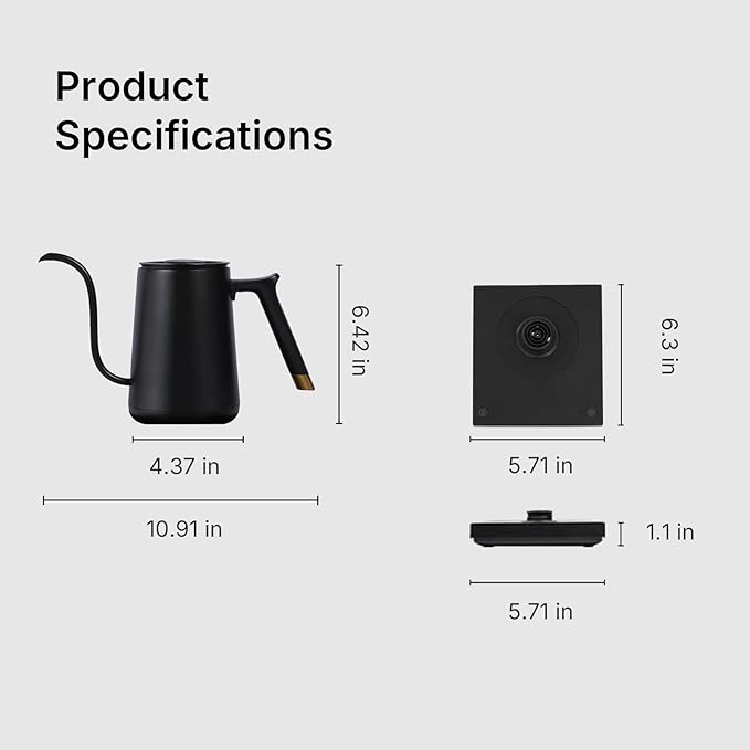 TIMEMORE Fish Smart Electric Coffee Kettle 600ML, Gooseneck Pour Over Kettle - Image 8