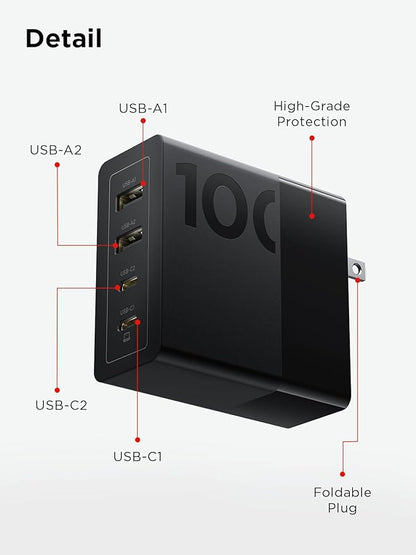 Lenovo 100W USB C Charger, 4-Port Multi-Device Fast Charging, - Image 7