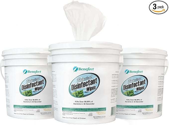 Benefect Botanical Disinfectant Wipes – 750 Sanitizing Wipes. 3 Pack of 250 by Benefect