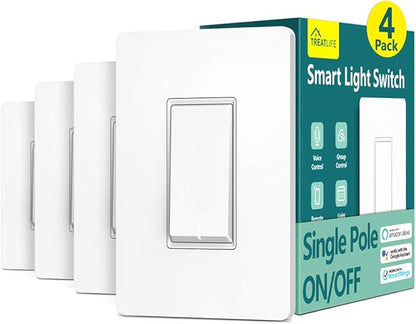 TREATLIFE Smart Light Switch Single Pole Works by TREATLIFE