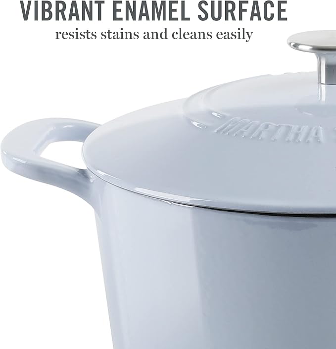 MARTHA STEWART Gatwick 7-Quart Enamel Cast Iron Dutch Oven Pot - Image 3
