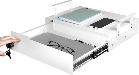 Under Desk Drawer Organizer Lockable, Metal Undermount Table Drawer Upgrade by CiaoStilista