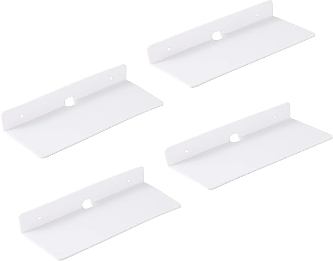 IEEK 9 Inch Acrylic Floating Shelves Set of 4, Small Wall Display Shelf by IEEK