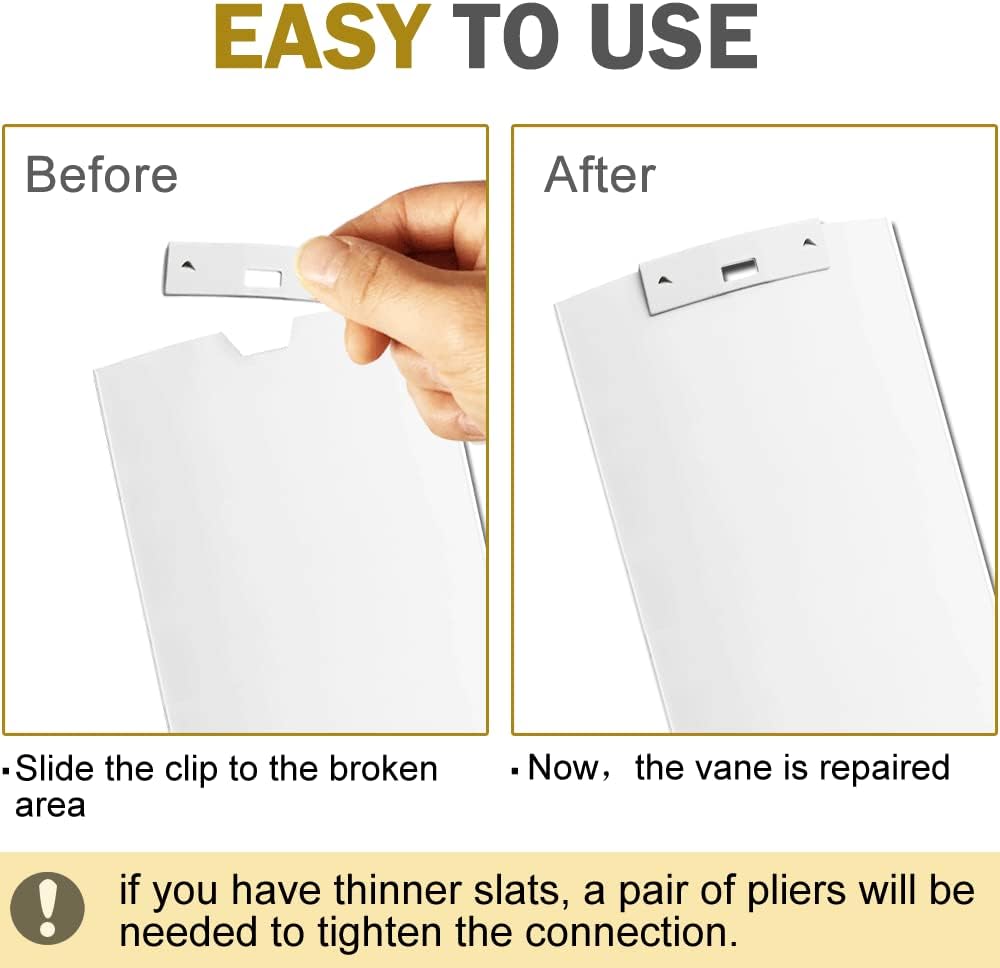 Vertical Blind Repair Vane Savers, Metal Vertical Blind Repair Tabs for Vertical Blinds Replacement Slats, White (12)