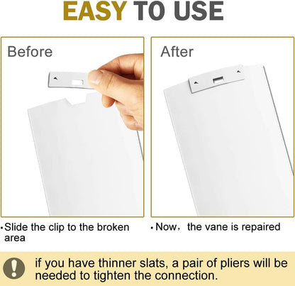 Vertical Blind Repair Vane Savers, Metal Vertical Blind Repair Tabs for Vertical Blinds Replacement Slats, White (12)