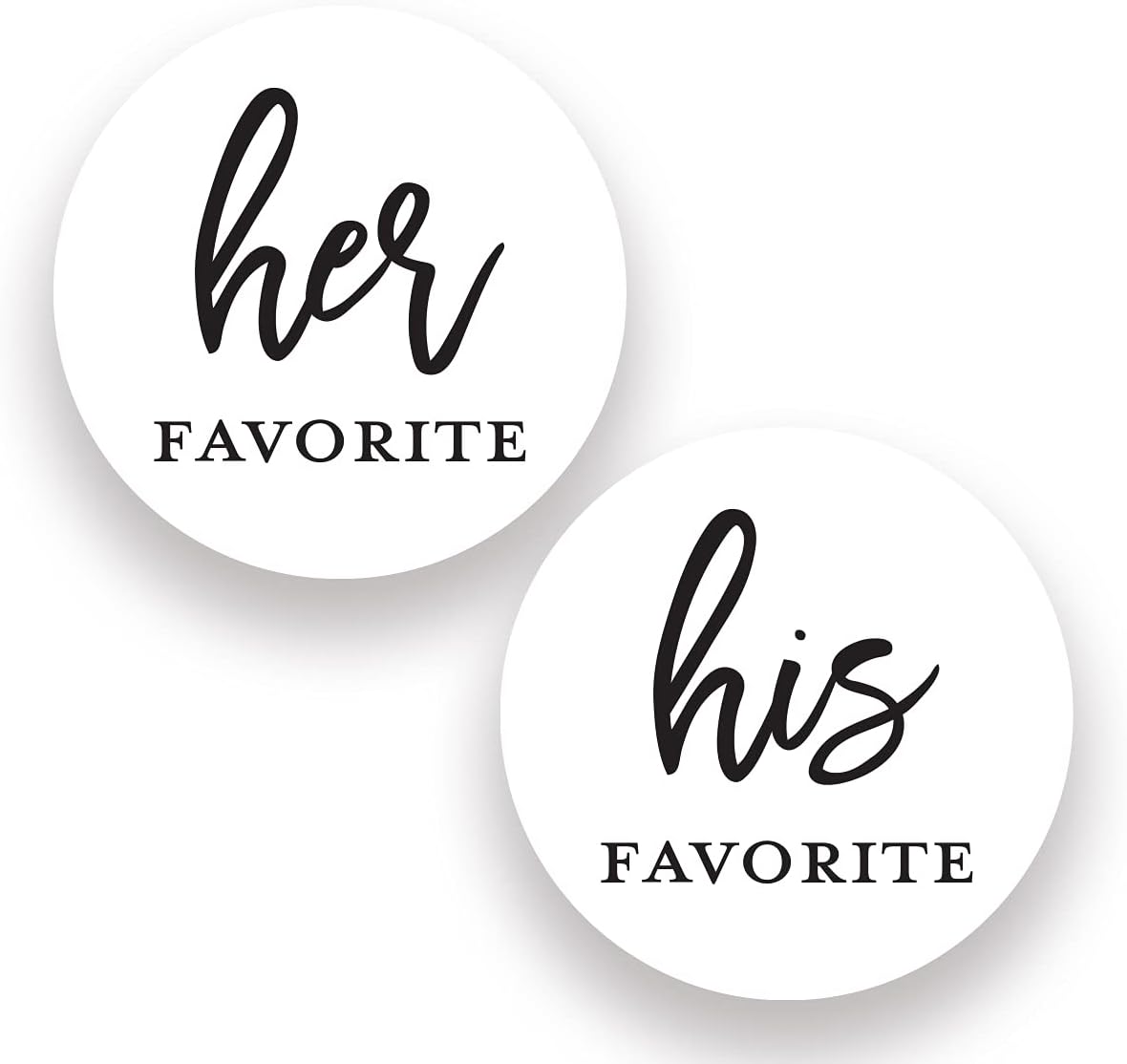 2"" Round His Favorite Her Favorite Wedding Favor Stickers - 80 cnt (40 of Each) (Black on White)