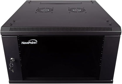 NavePoint 6U Server Cabinet Wall Mount Rack Enclosure Includes 2 Fans, Locking by NavePoint