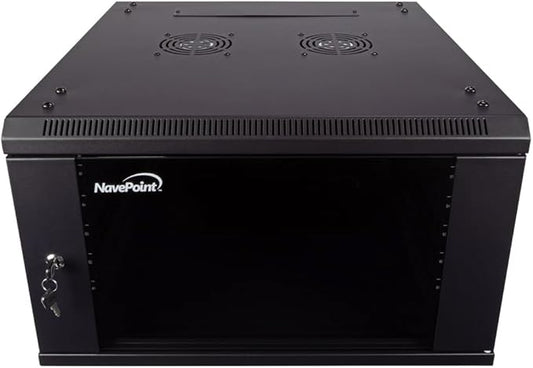 NavePoint 6U Server Cabinet Wall Mount Rack Enclosure Includes 2 Fans, Locking by NavePoint
