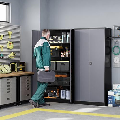 letaya metal garage storage cabinets with lock door shown in use