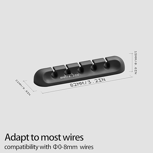 USB Cable Organizer Clips Cord Holder, 8 Packs Black Self Adhesive Desk Cord - Image 2