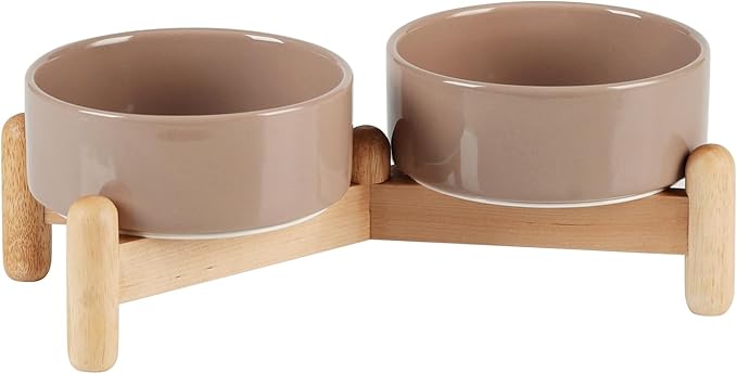Ceramic 5.1inch Raised Double Bowls Set by Havniva