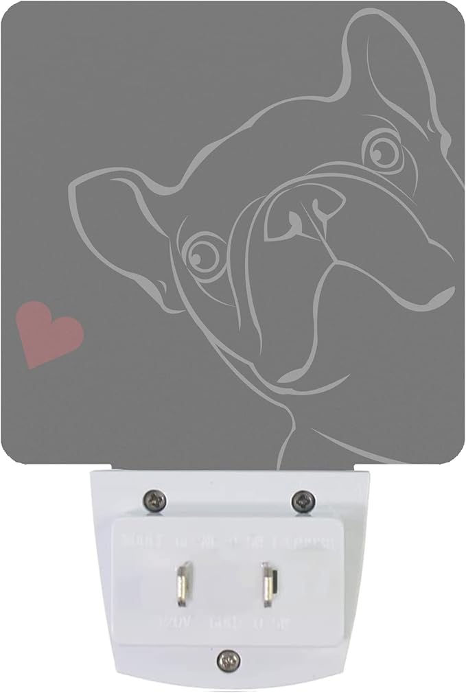 Smoaffly French Bulldog Dog red Heart Night Light Plug-in LED Nightlights Auto - Image 3