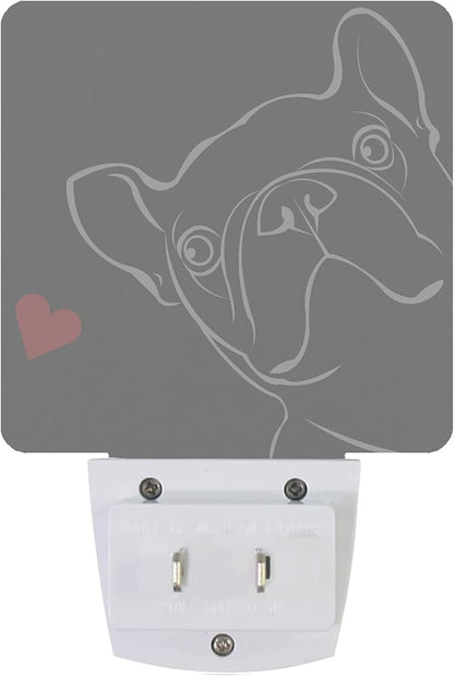 Smoaffly French Bulldog Dog red Heart Night Light Plug-in LED Nightlights Auto - Image 3