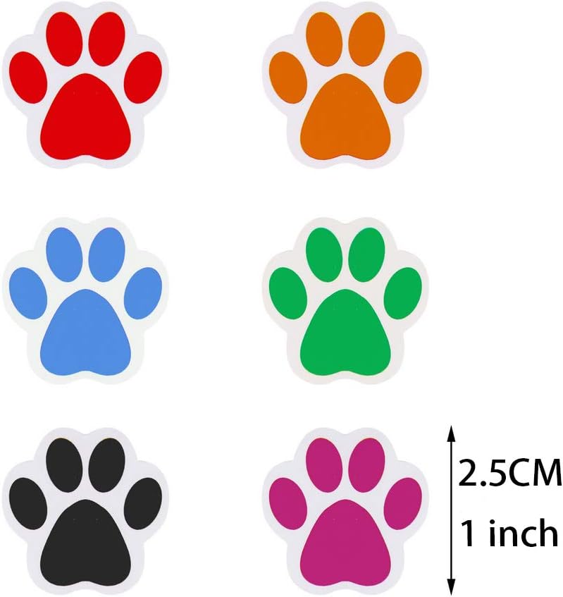 Dog Paw Print Stickers Roll, 500 Self-Adhesive Labels, Colorful | Paper Stickers, 2.5 Cm Paw Prints, Easy Peel And Stick, For Envelopes, Gift Wrap, Pet Parties, Classroom And Wall Decor
