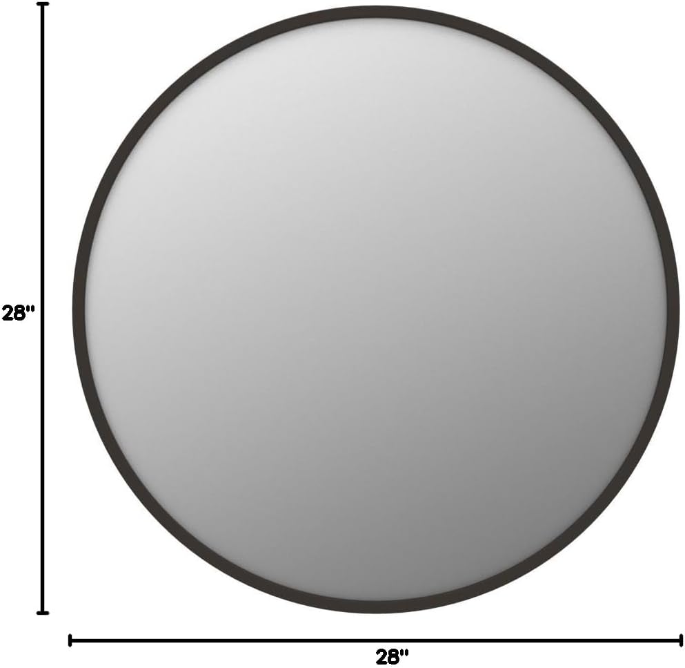 Growsun 28'' Black Round Mirror for Bathroom, Circle Bathroom Mirror for Wall, Entryway Living Room with Metal Frame for Home Decor