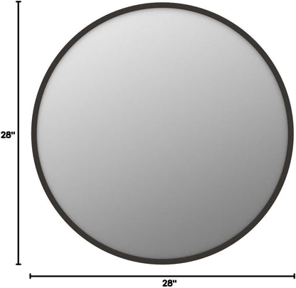 Growsun 28'' Black Round Mirror for Bathroom, Circle Bathroom Mirror for Wall, Entryway Living Room with Metal Frame for Home Decor
