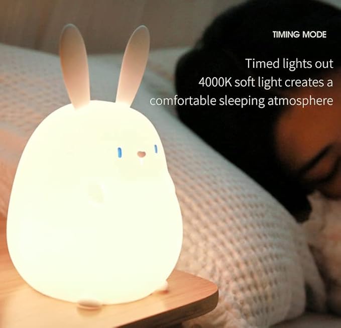 LEDHOLYT LED Cute Rabbit Night Light, Cute Silicone Bunny Lamp and Animal - Image 3