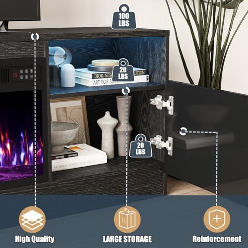 vitesse 70”fireplace tv stand,modern entertainment center heating fireplace on a desk or shelf