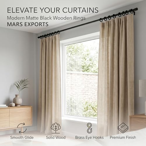 Handmade Wooden Drapery Rod Rings, Curtain Rod Rings, for 1-1.5 inch Curtain Rod Pole - Beech Wood (24, 2.2 INCH Inner Dia)