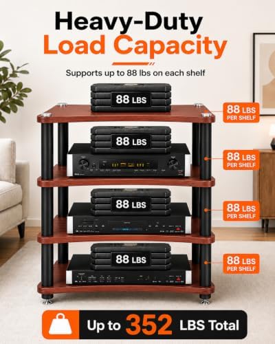 heavy duty 4-tier av media stand, 352 lb, package contents