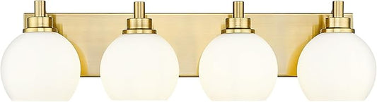 METWET Bathroom Light Fixtures, 4 Light Brushed Gold Vanity Light, 26 Inch by Metwet