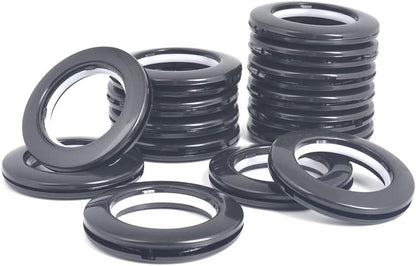 42 Pack Curtain Grommets Inner Diameter 1-9/16"(40mm) Plastic Large Curtain Eyelet Rings Nanoscale Low Noise Large Grommet Installation Kit for Fabric (Black)