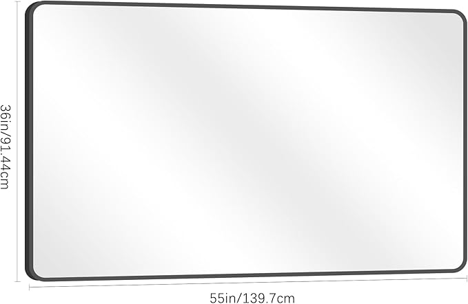 36" x 55"Bathroom Mirror, Matte Black Wall Mirror - Image 6