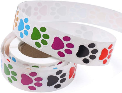 Dog Paw Print Stickers Roll, 500 Self-Adhesive Labels, Colorful | Paper Stickers, 2.5 Cm Paw Prints, Easy Peel And Stick, For Envelopes, Gift Wrap, Pet Parties, Classroom And Wall Decor