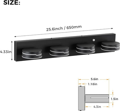 26In Motion Sensor Vanity Light, Matte Black 3CCT 4-Light Modern LED Bathroom - Image 8