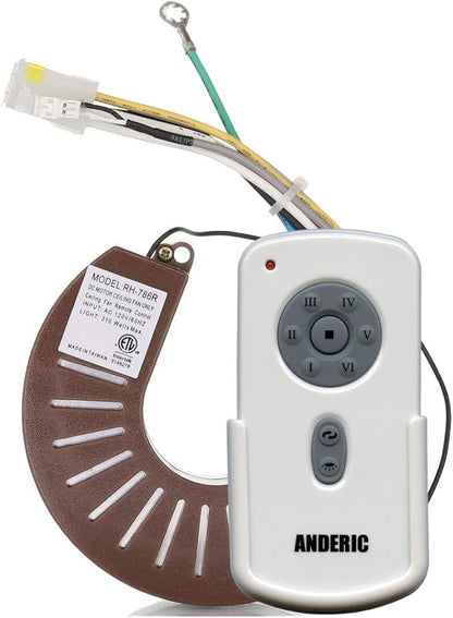 Anderic RH786R/RR787T-KIT 6-Speed DC Ceiling Fan Remote Control Kit Replacement by Anderic