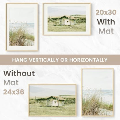 24x36 Poster Frame, USA-Sourced Natural Maple Wood Picture Collage Frame with HD Tempered Glass, Modern Simple 24 x 36 Wooden Photo Frame Matted to 20x30, Vertical & Horizontal Wall Hanging Display