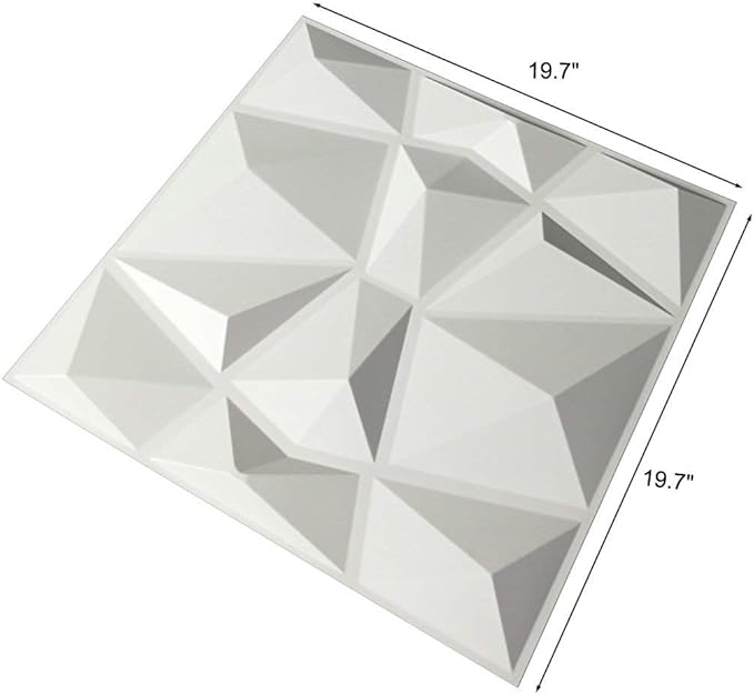 Art3d 12 Pack 3D Diamond Design Wall panels 19.7"x19.7" PVC Panel - Image 4